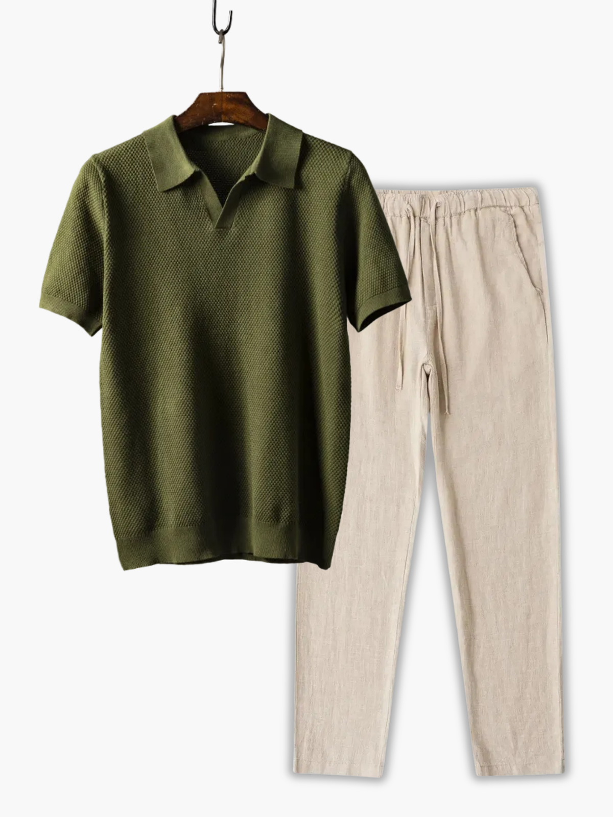 Ensemble homme polo texturé, coloris Vert
