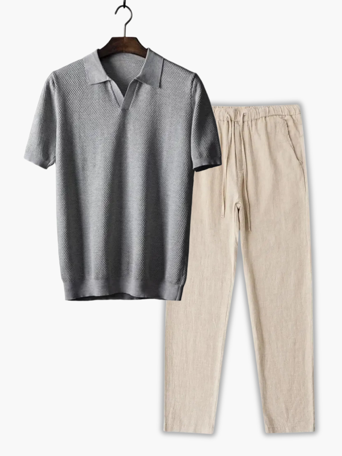 Ensemble homme polo texturé, coloris Gris