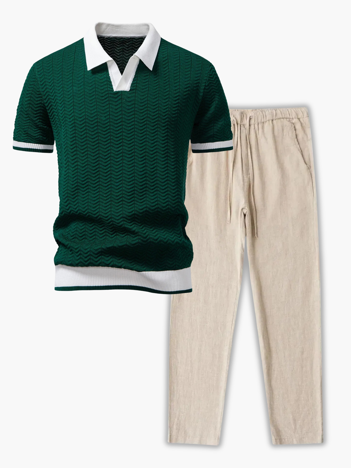 Ensemble homme polo tricoté, coloris Vert fonce