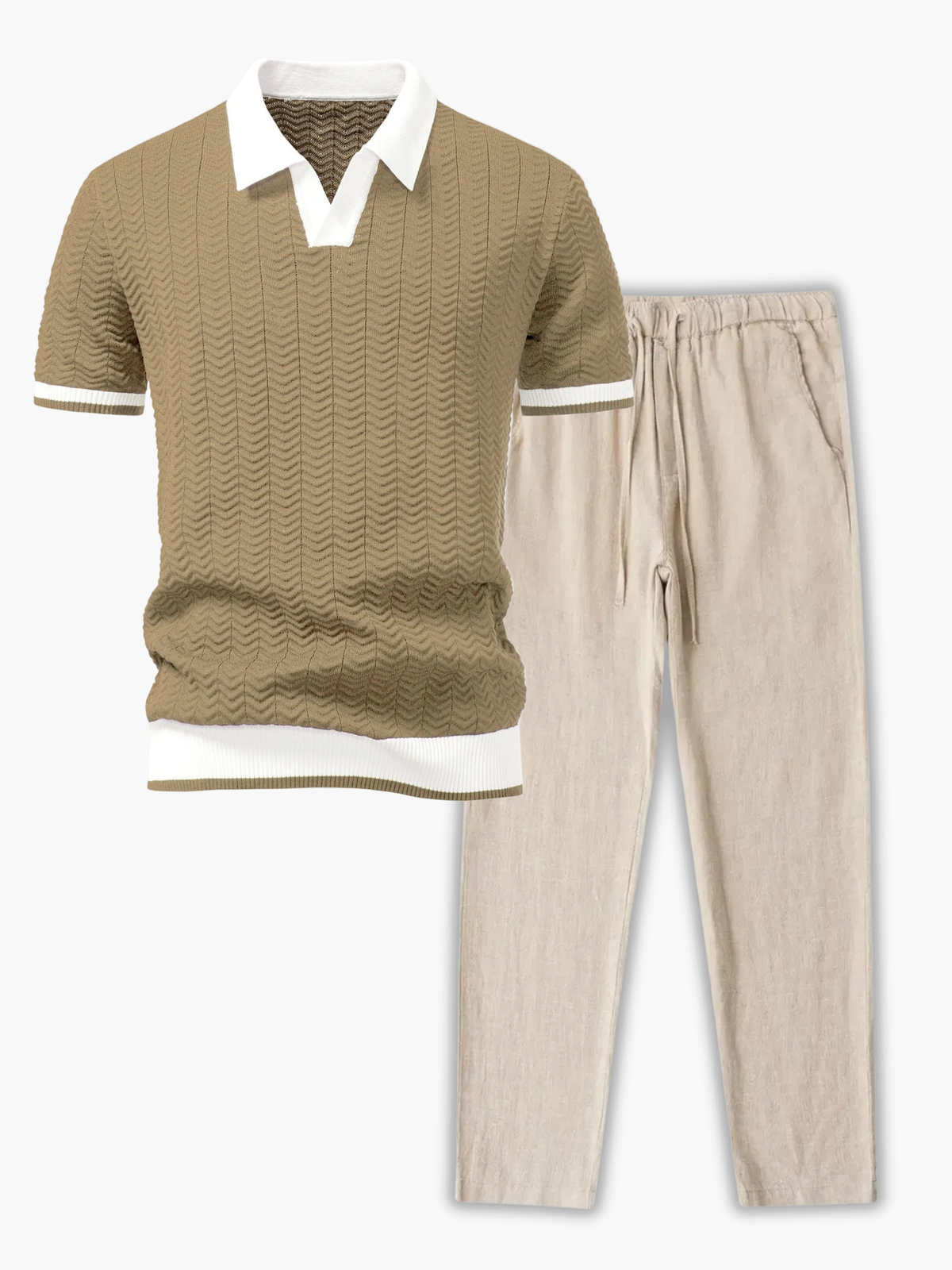 Ensemble homme polo tricoté, coloris Bronze