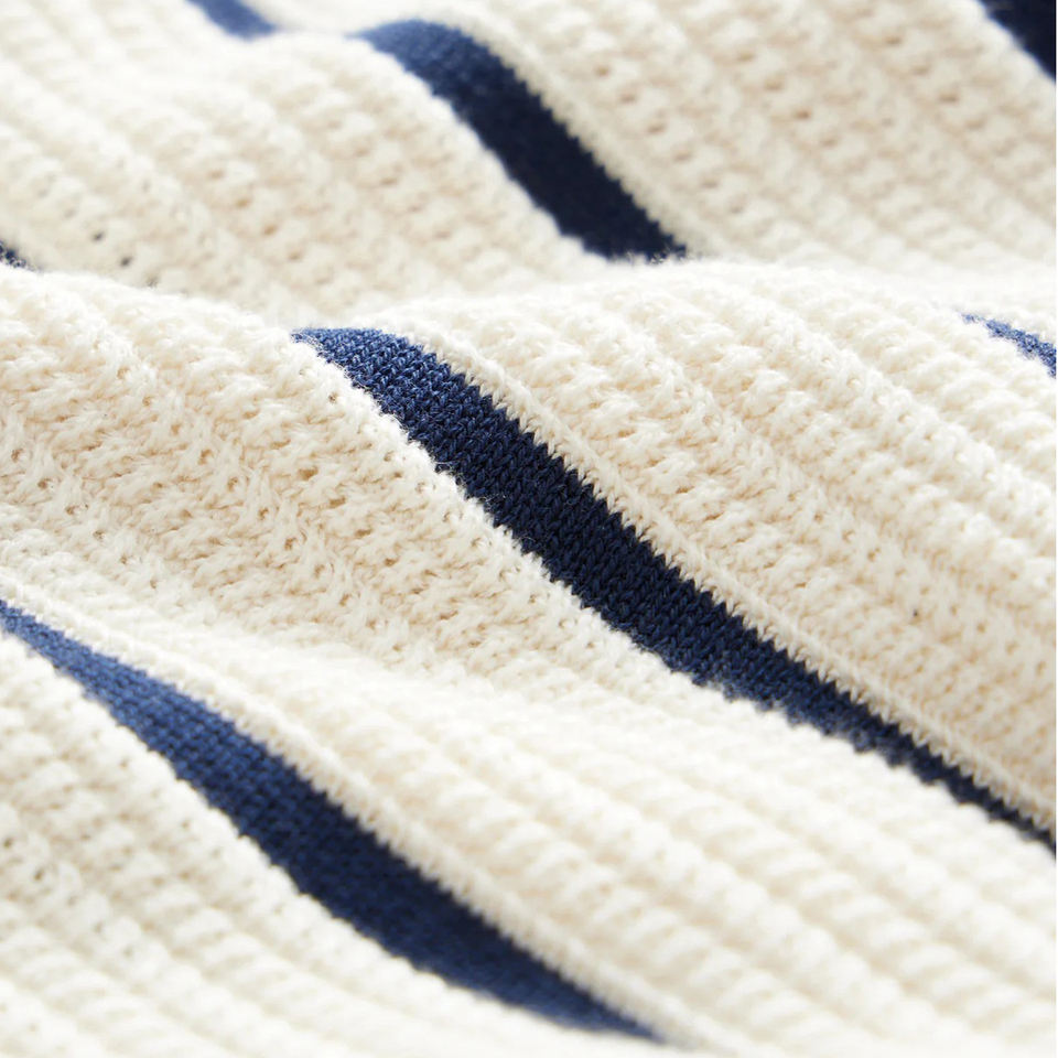 Ensemble homme rayé boutonné, coloris Bleu marine, vue 3