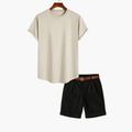 Ensemble homme t-shirt col rond et short, coloris Beige