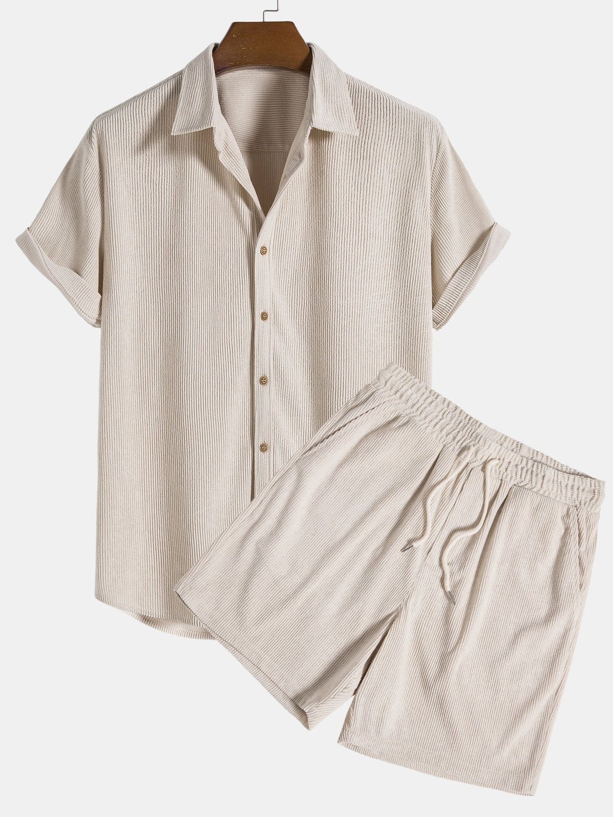Ensemble homme texturé manches courtes, coloris Beige