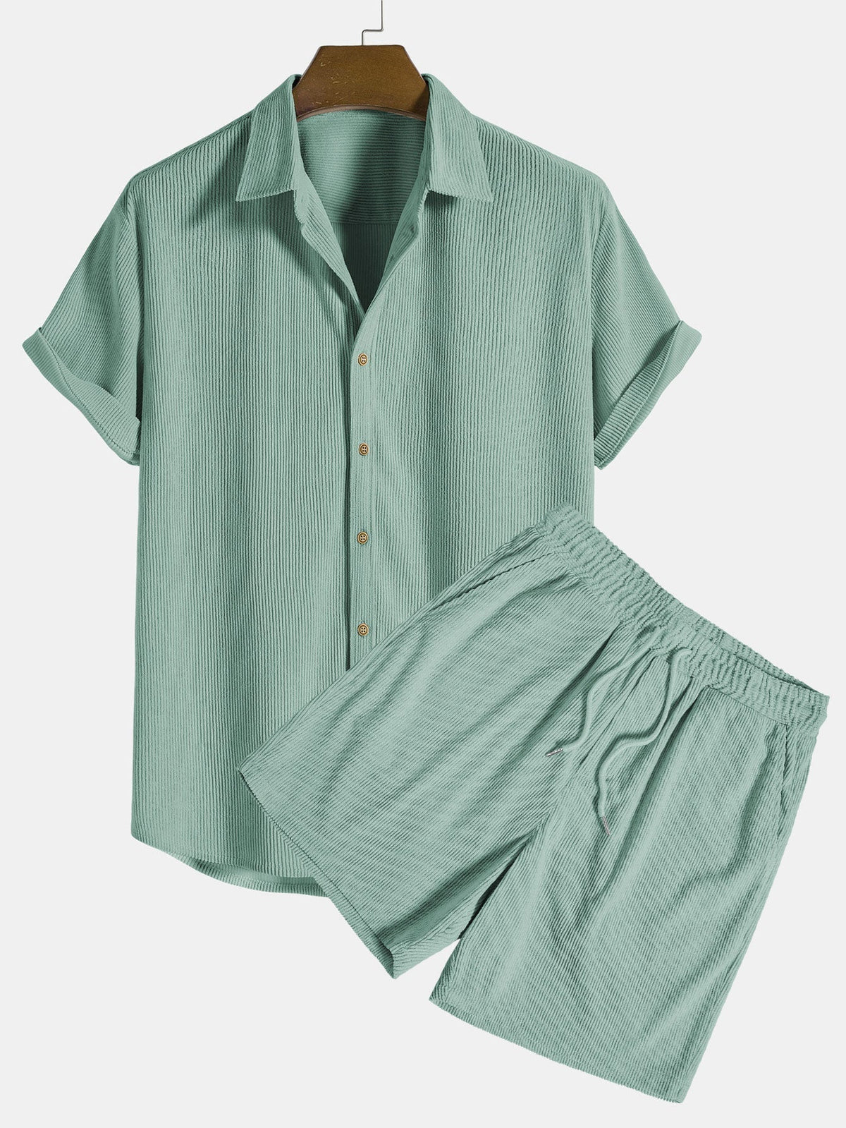 Ensemble homme texturé manches courtes, coloris Vert