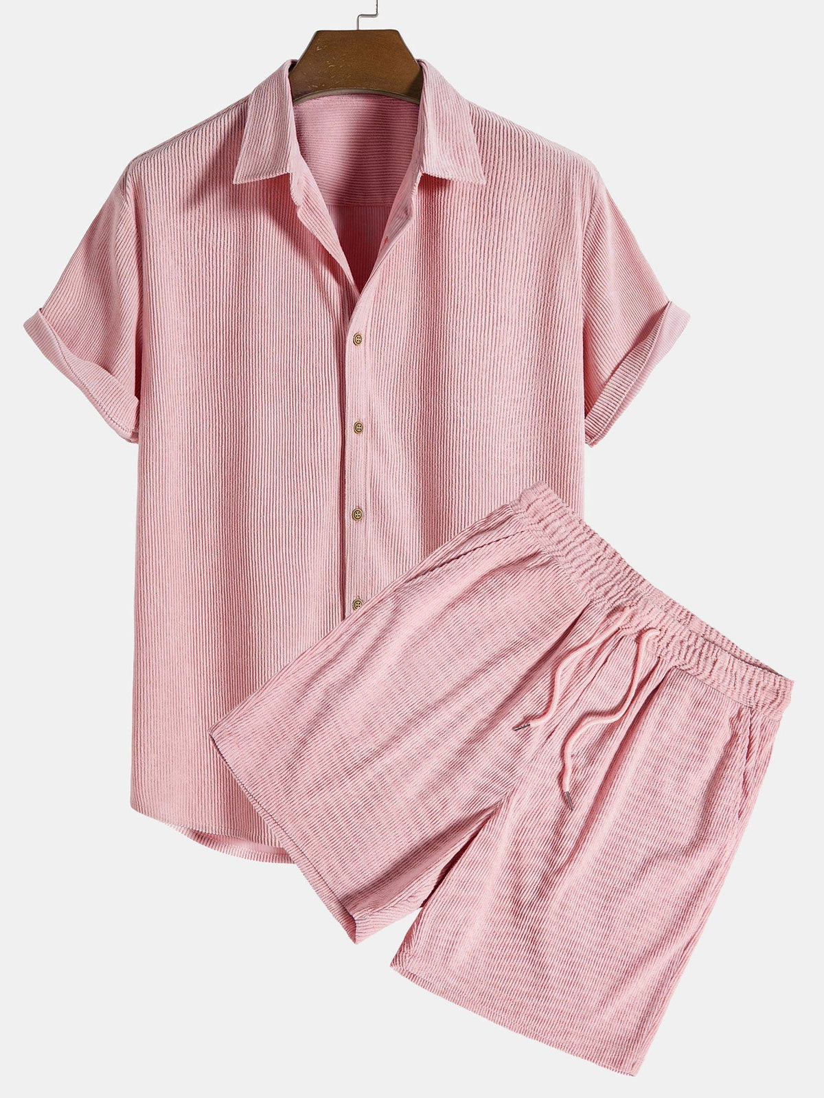 Ensemble homme texturé manches courtes, coloris Rose