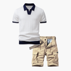 Ensemble Polo et Shorts Cargo pour Hommes, coloris Blanc