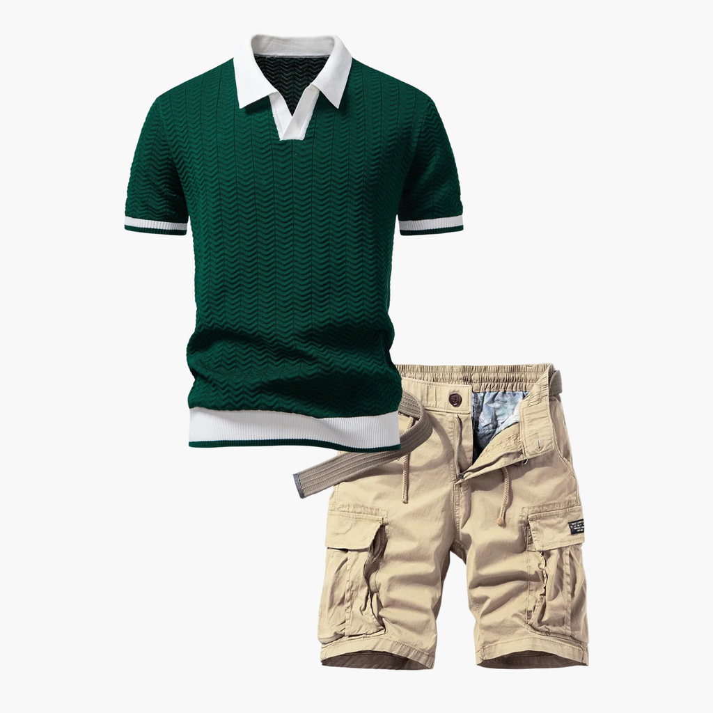 Ensemble Polo et Shorts Cargo pour Hommes, coloris Vert fonce