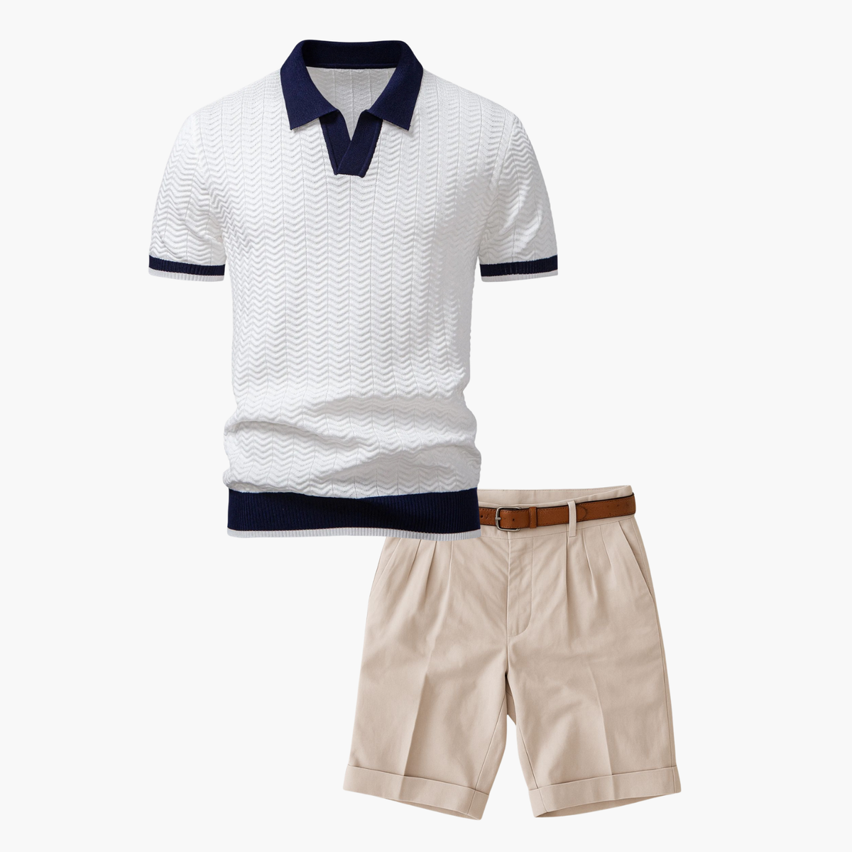 Ensemble Polo Texturé Homme, coloris Blanc