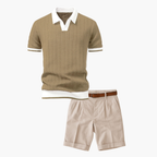 Ensemble Polo Texturé Homme, coloris Beige