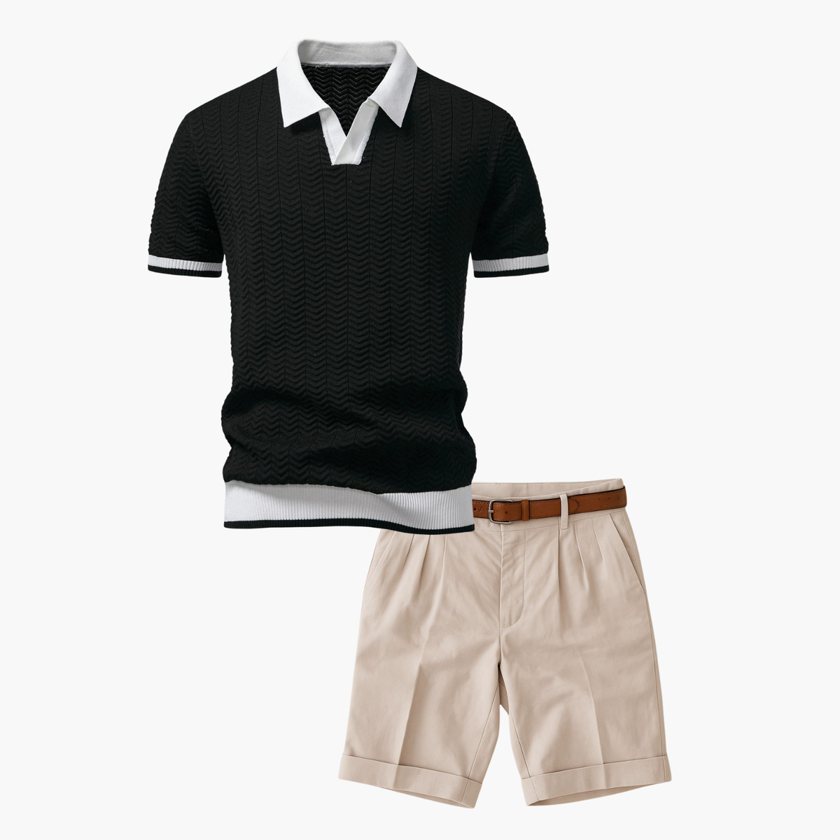 Ensemble Polo Texturé Homme, coloris Noir