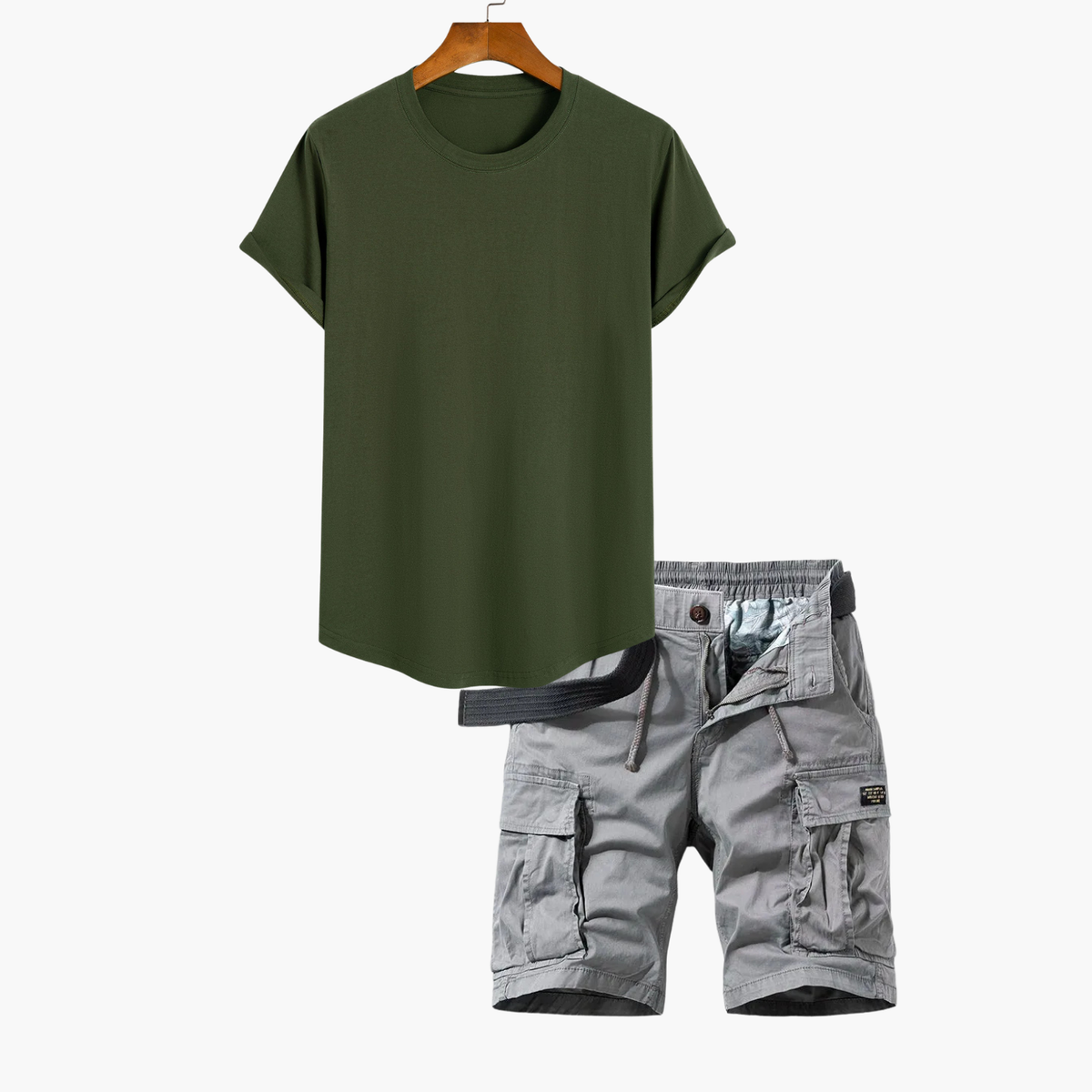 Ensemble T-shirt et Short Cargo Homme, coloris Vert
