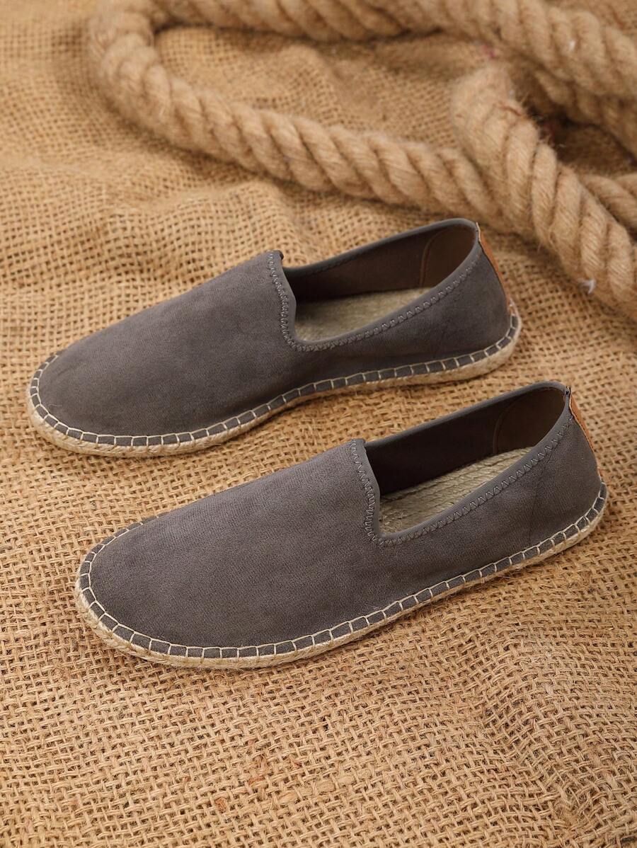 Espadrilles homme à enfiler semelle plate, coloris Gris