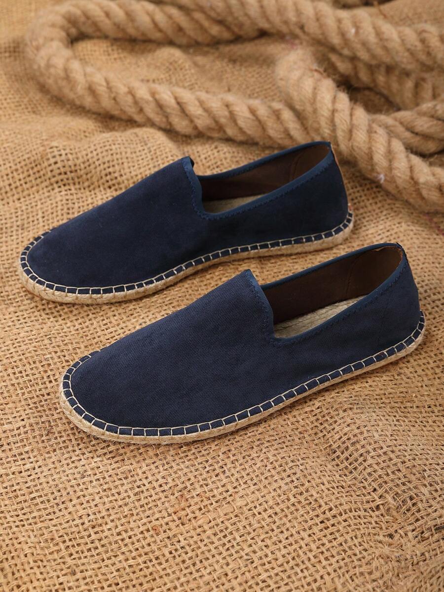 Espadrilles homme à enfiler semelle plate, coloris Bleu