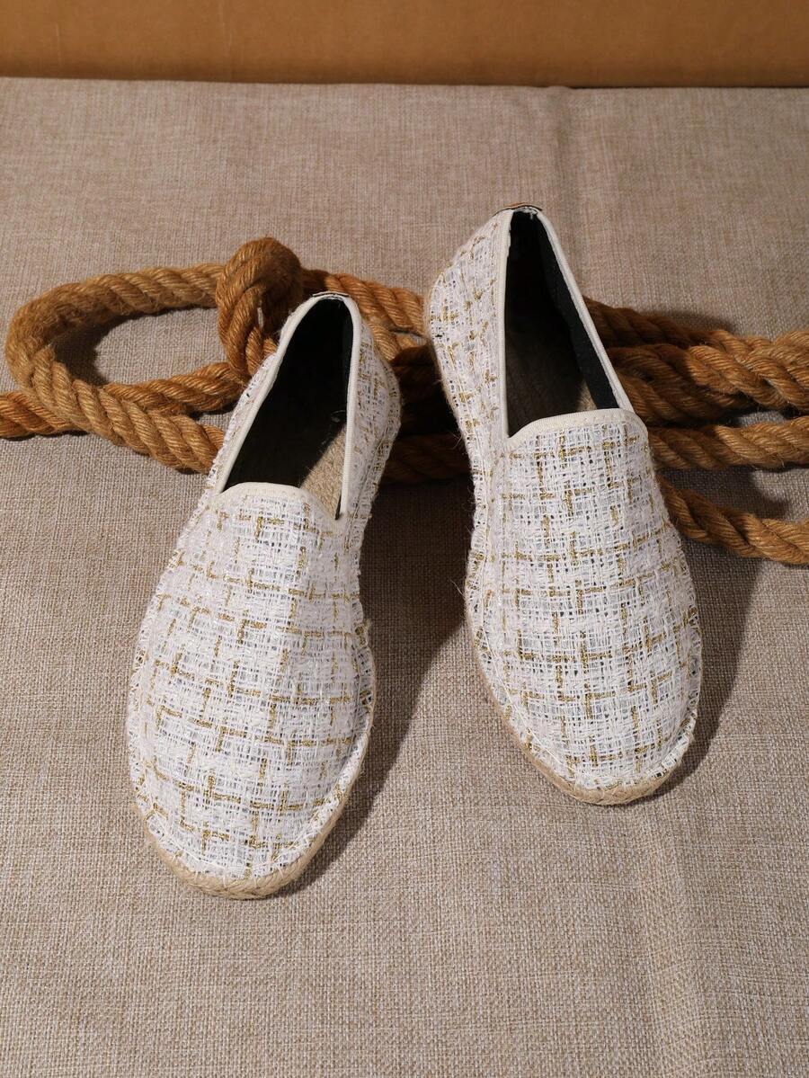 Espadrilles homme à enfiler semelle plate, coloris Blanc