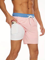 Short de bain athlétique à séchage rapide pour hommes, coloris Rose