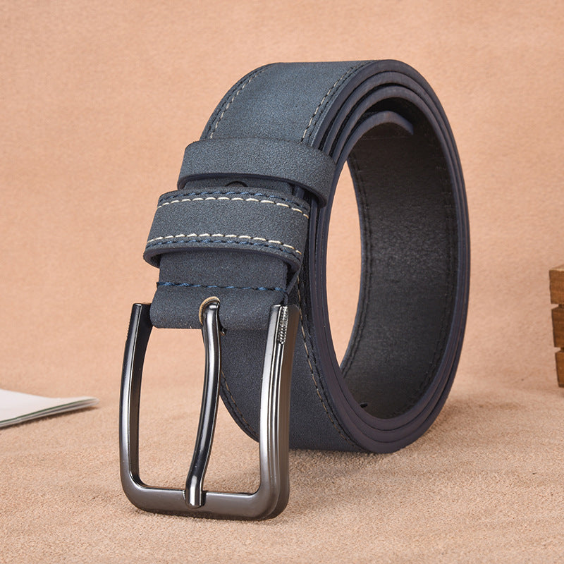 Ceinture en daim pour homme avec boucle ardillon, coloris Bleu marine