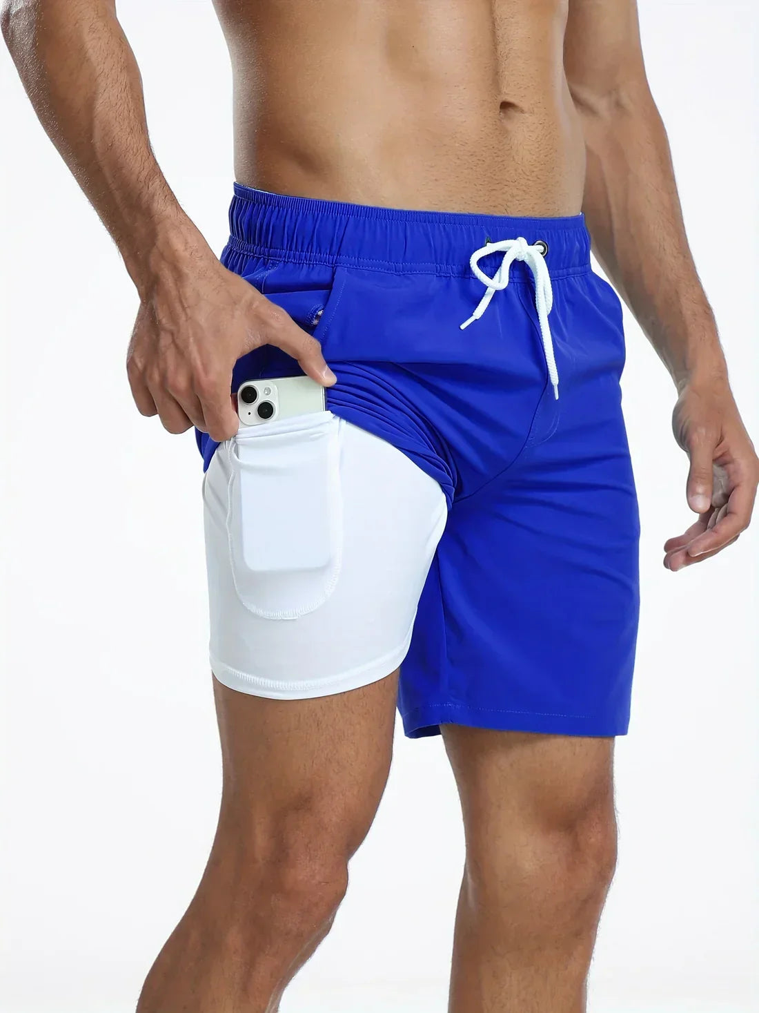Short de bain athlétique à séchage rapide pour hommes, coloris Bleu foncé
