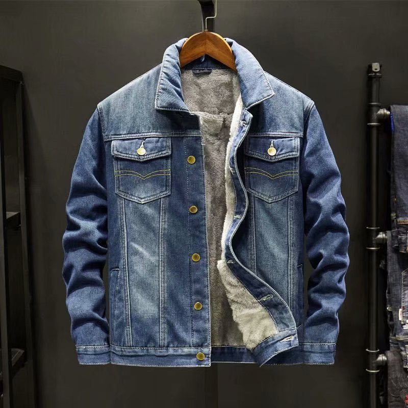 Veste en denim robuste pour homme, coloris Bleu