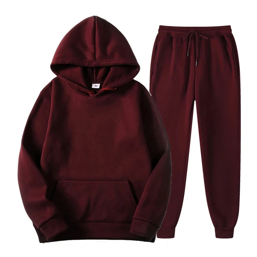 Ensemble de jogging décontracté pour homme, coloris Bourgogne