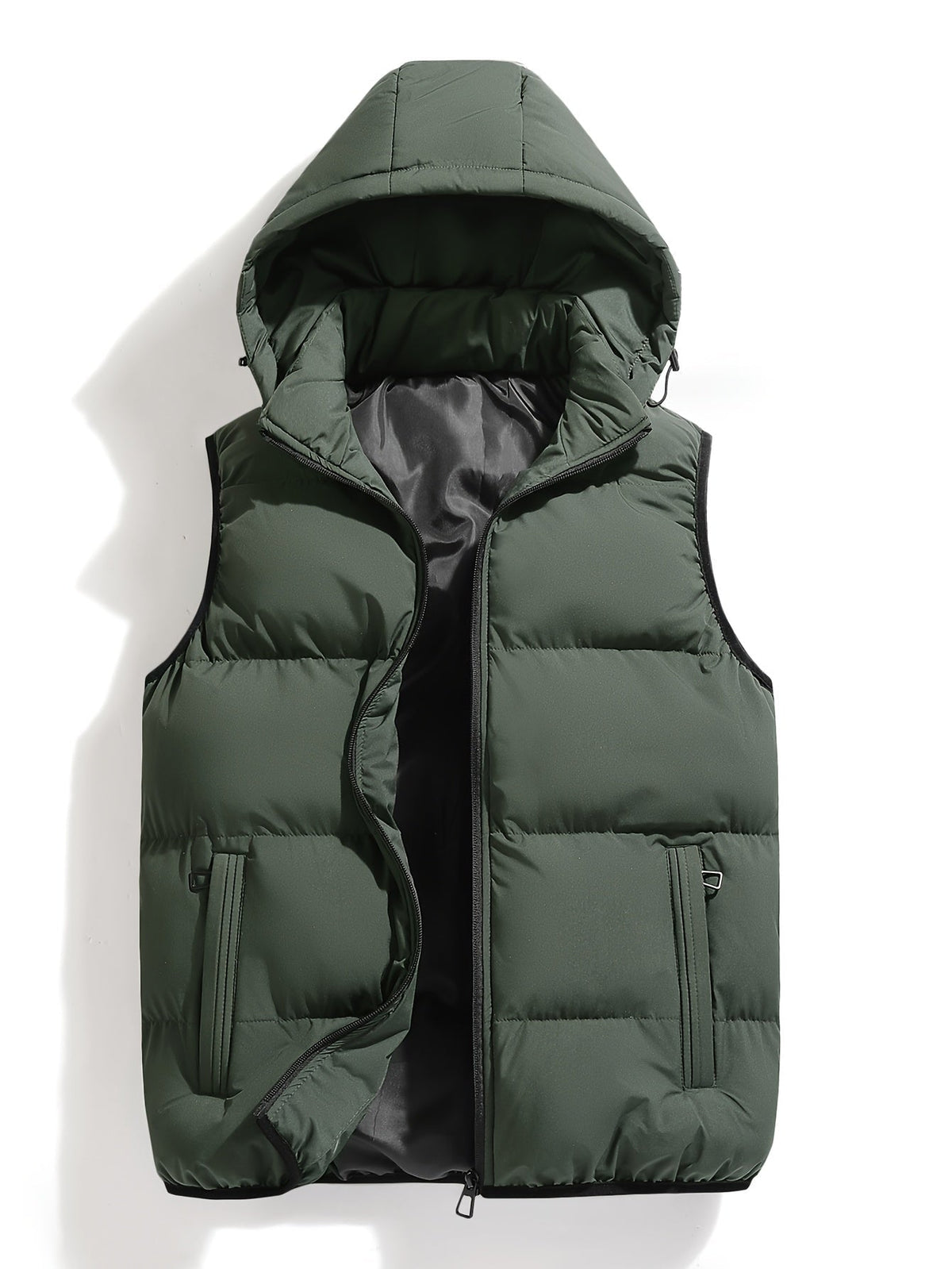 Gilet homme à capuche, coloris Vert militaire