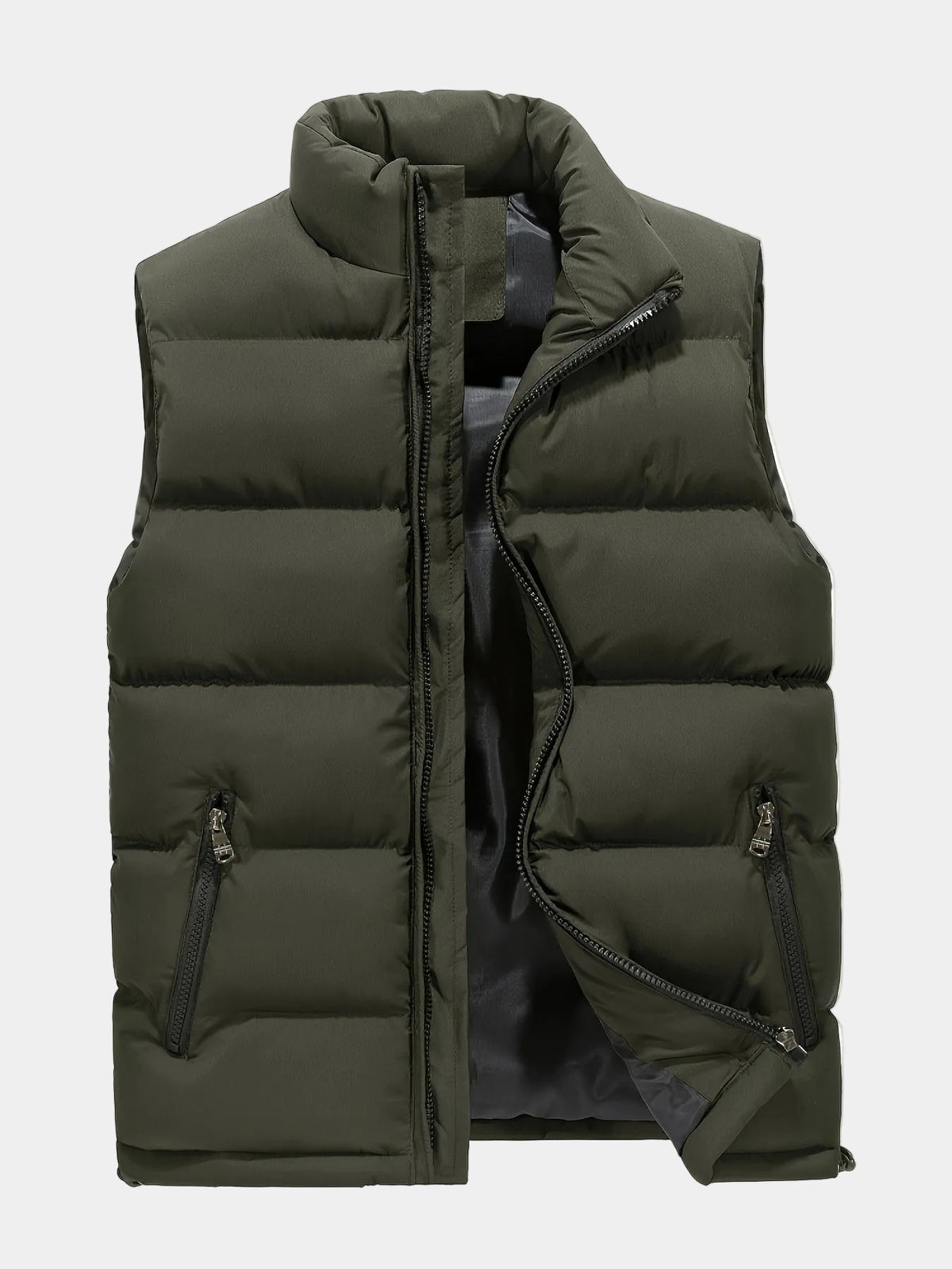 Gilet homme col montant, coloris Vert militaire