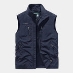 Gilet homme zippé col montant, coloris Bleu marine