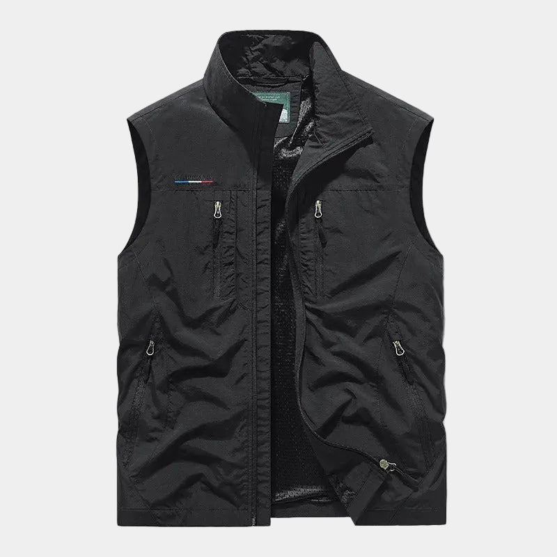 Gilet homme zippé col montant, coloris Noir