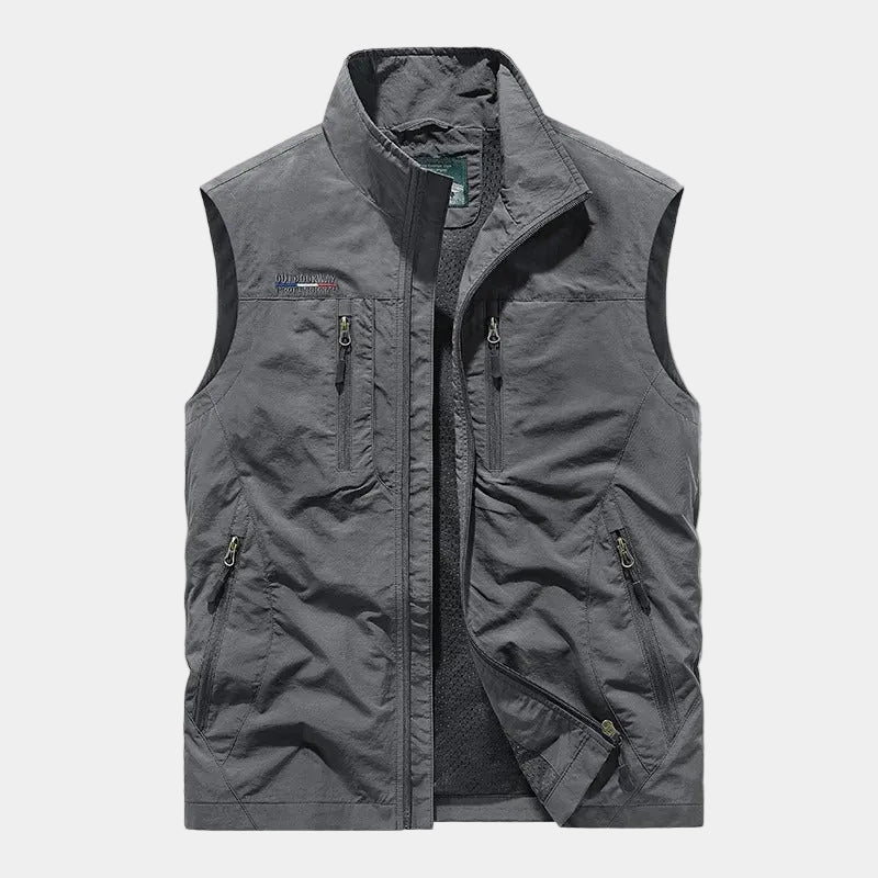 Gilet homme zippé col montant, coloris Gris
