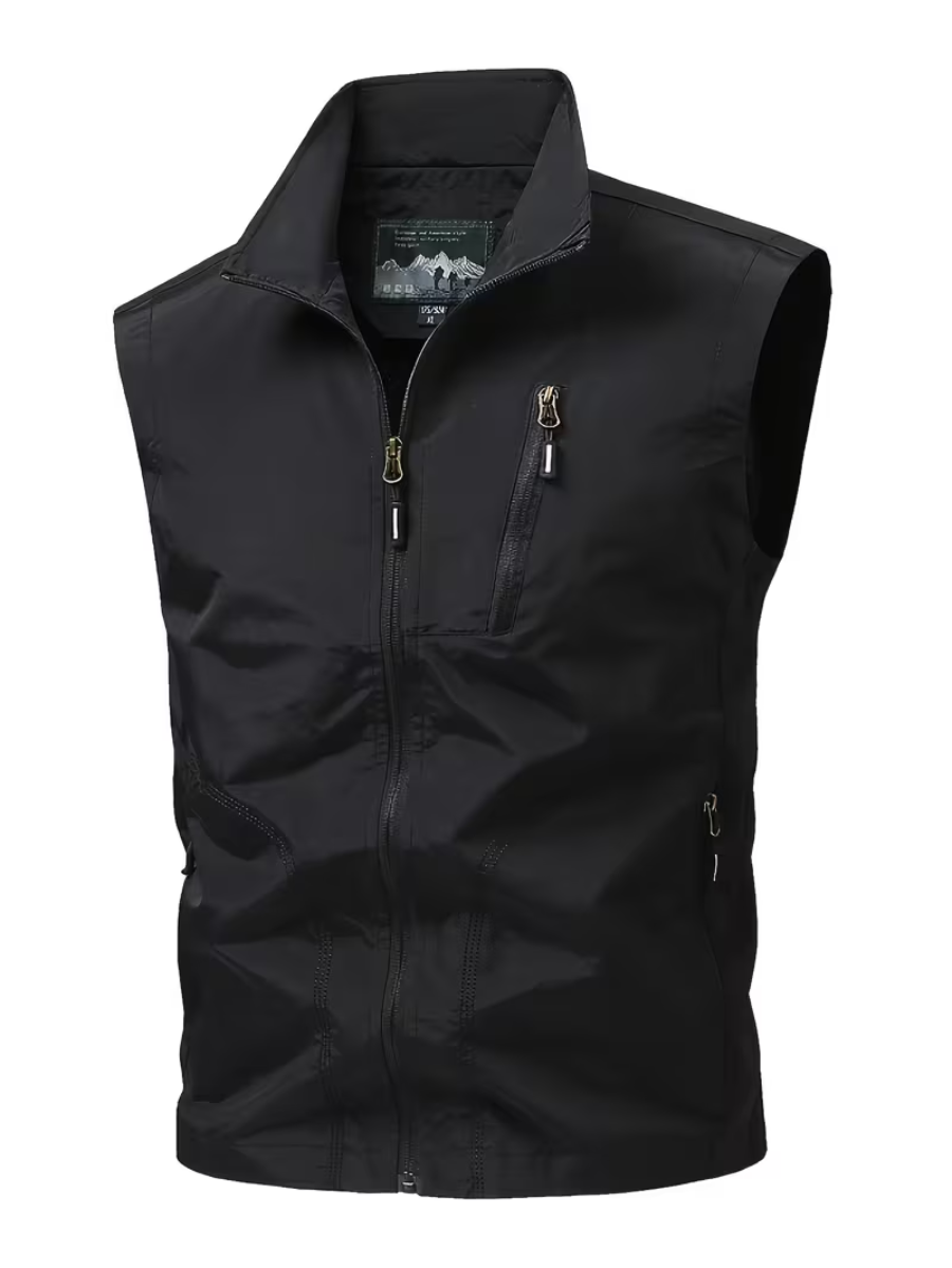Gilet utilitaire zippé pour hommes, coloris Noir