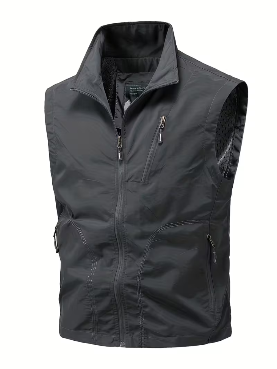 Gilet utilitaire zippé pour hommes, coloris Gris foncé