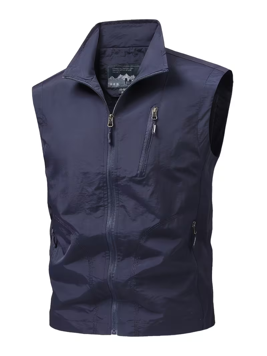 Gilet utilitaire zippé pour hommes, coloris Bleu marine