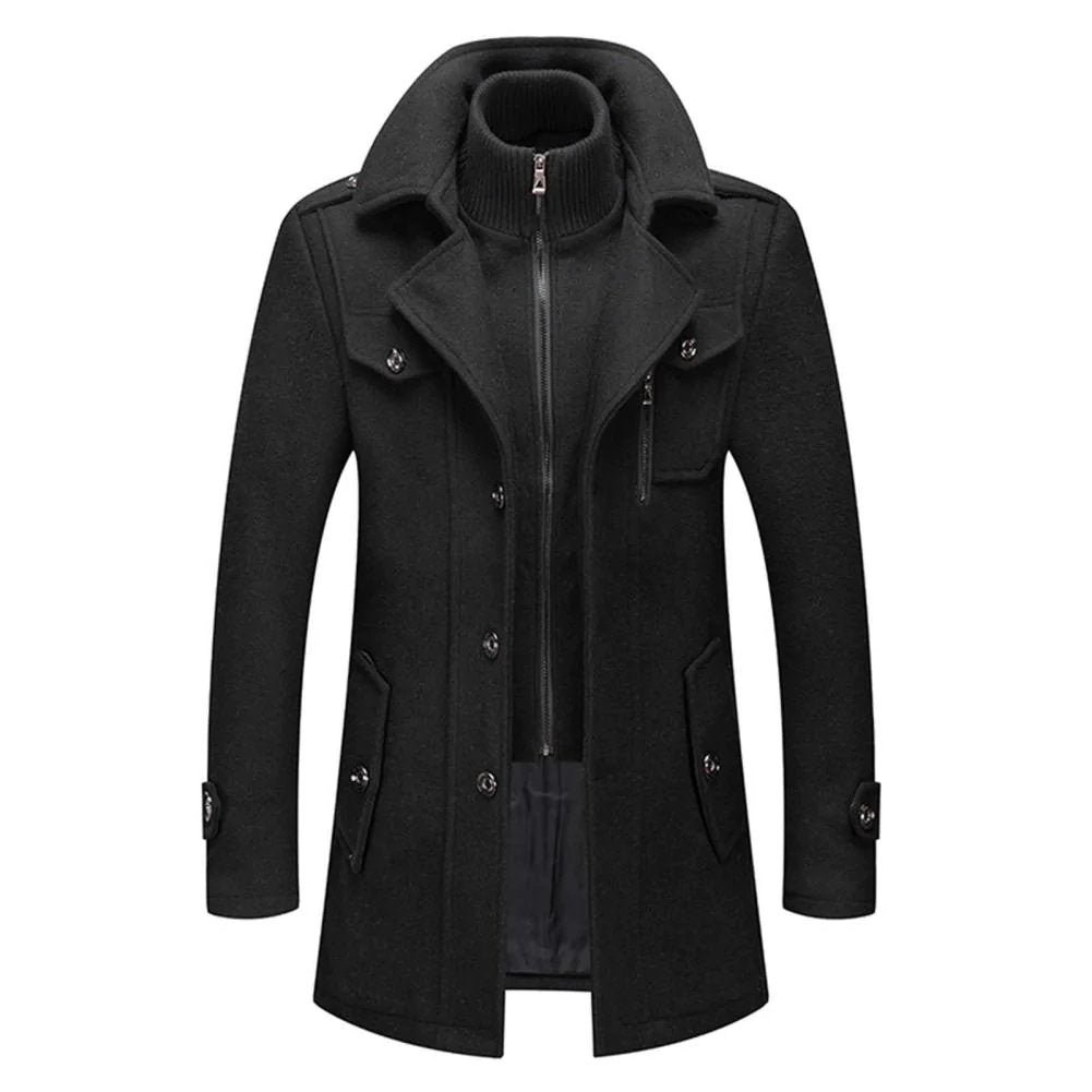 Manteau en Laine Double Couche pour Homme, coloris Noir
