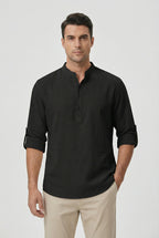 Chemise d’Été Homme en Lin, coloris Noir