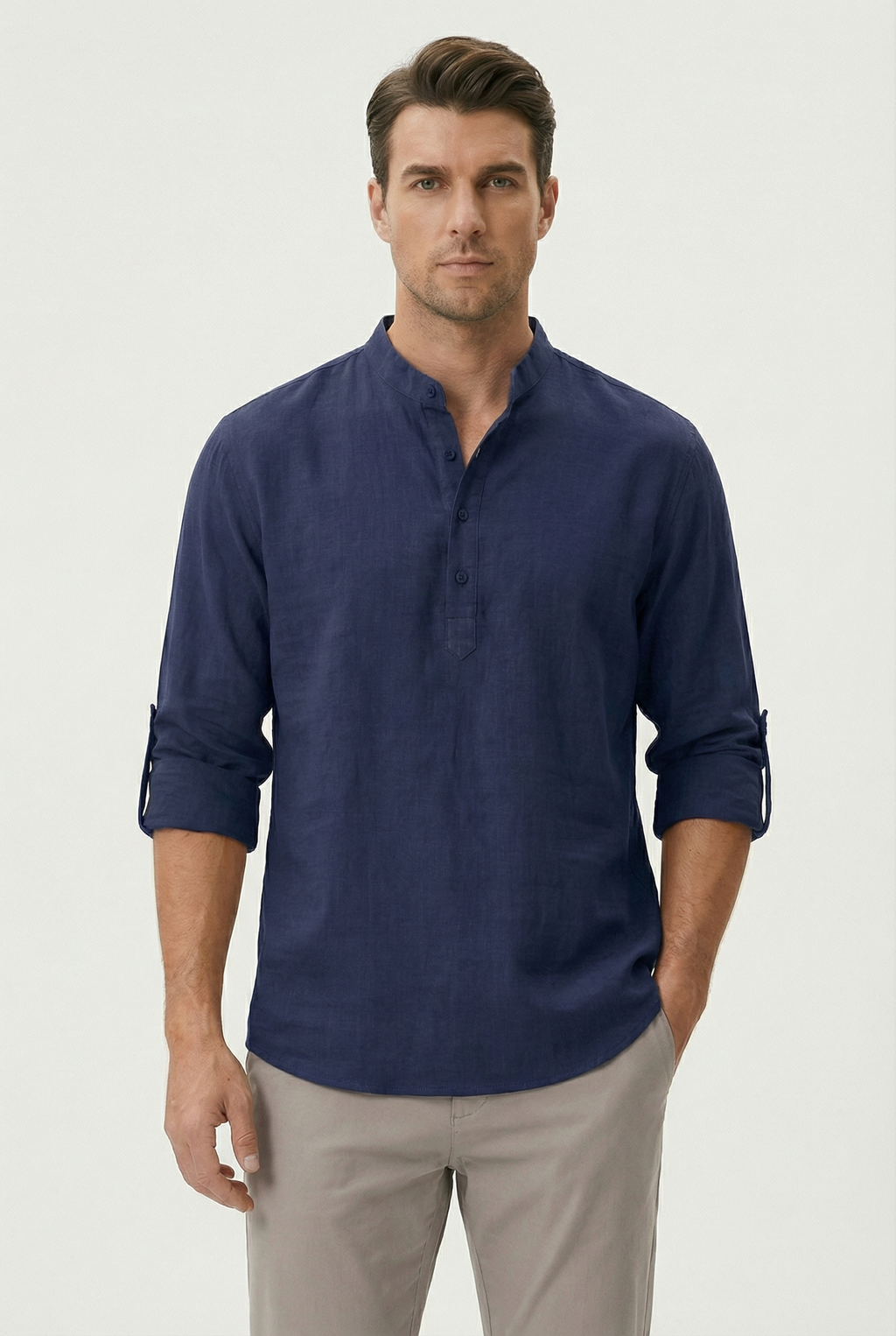 Chemise d’Été Homme en Lin, coloris Marine
