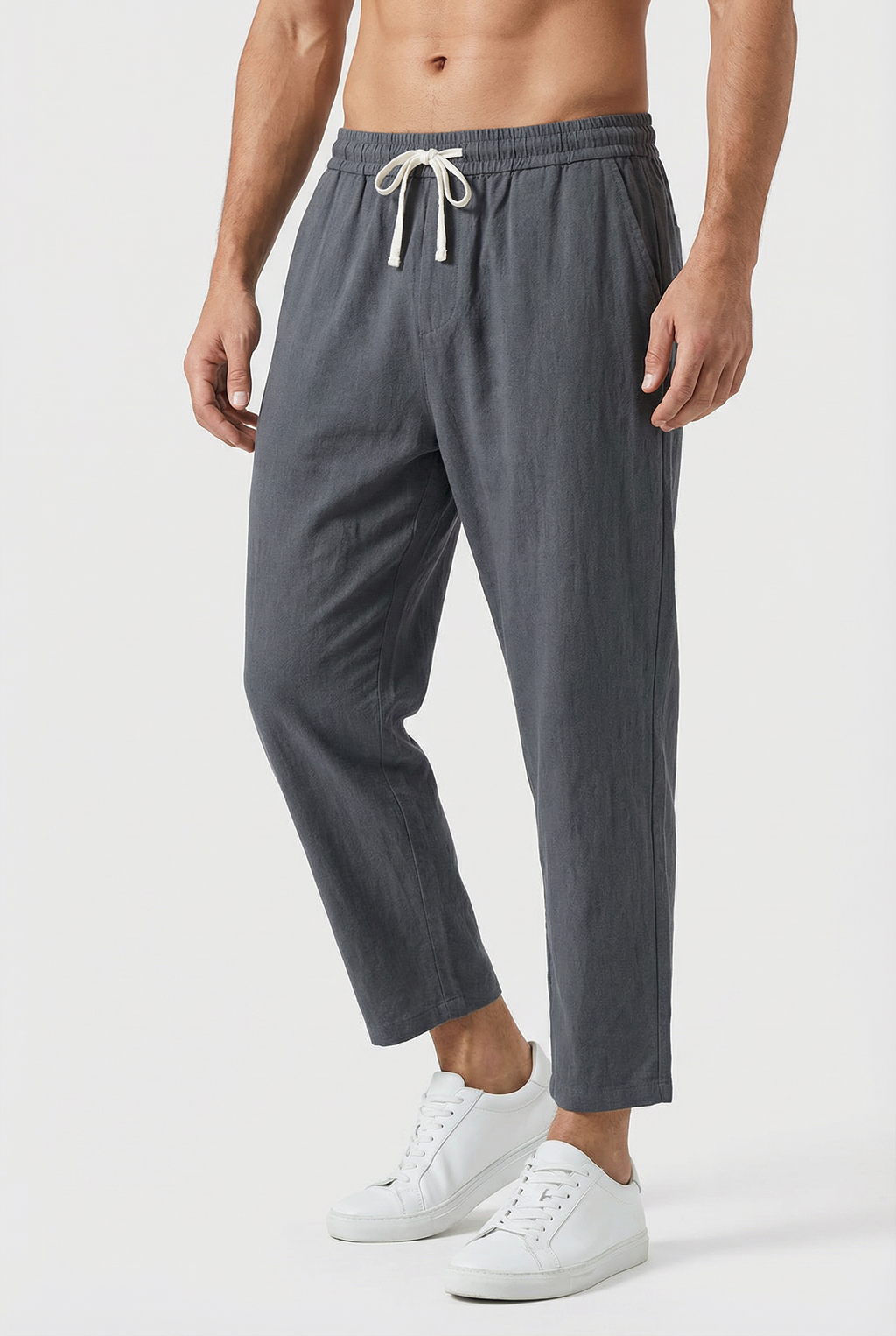 Pantalon Homme Coton-Lin, coloris Gris