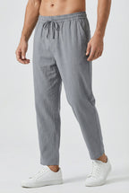Pantalon Homme Coton-Lin, coloris Gris clair