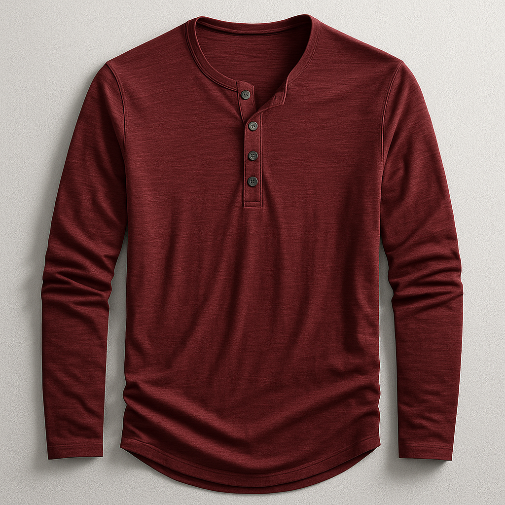 T-shirt Henley Homme en Coton, coloris Rouge