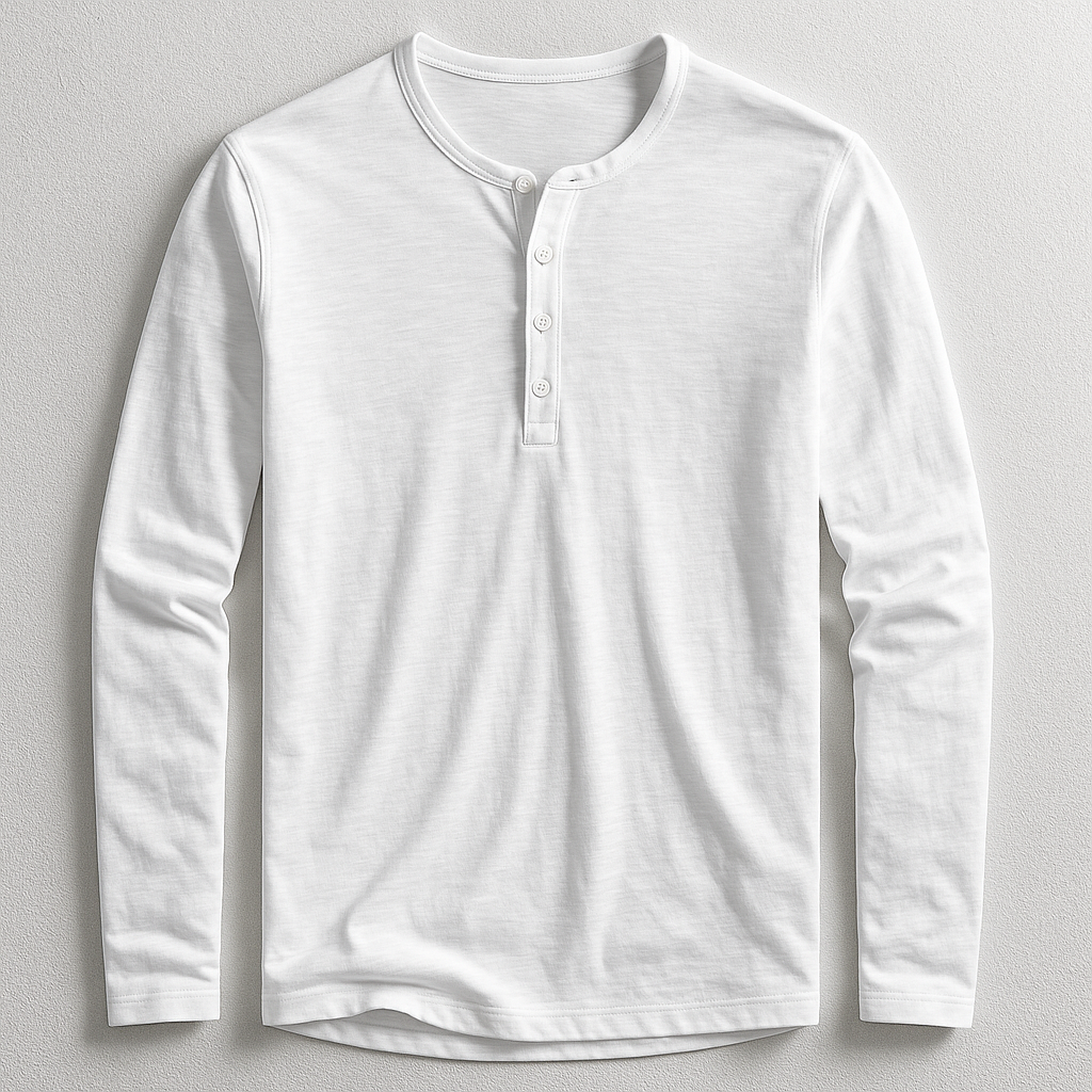 T-shirt Henley Homme en Coton, coloris Blanc