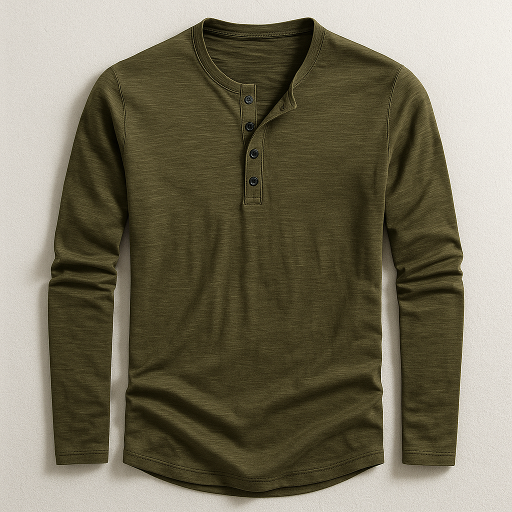 T-shirt Henley Homme en Coton, coloris Vert