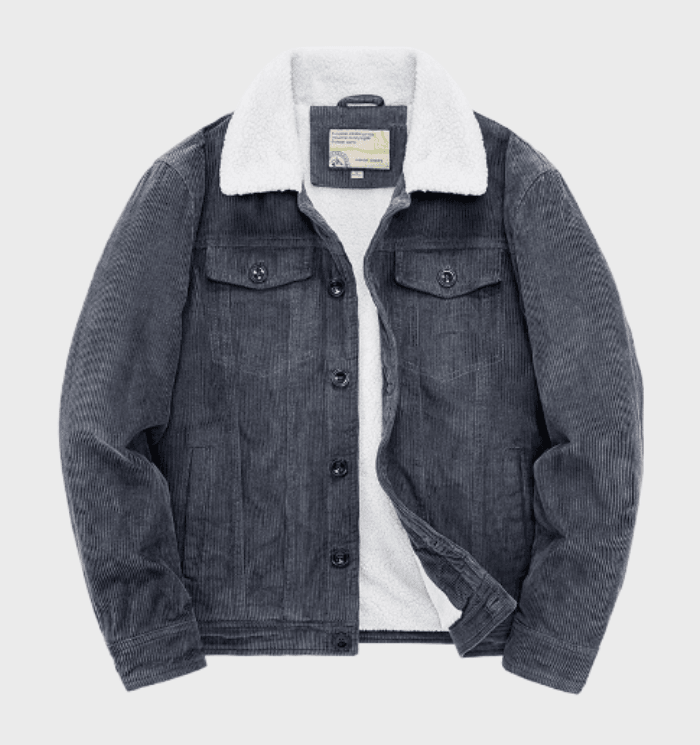 Veste Trucker Homme en Velours Côtelé, coloris Gris