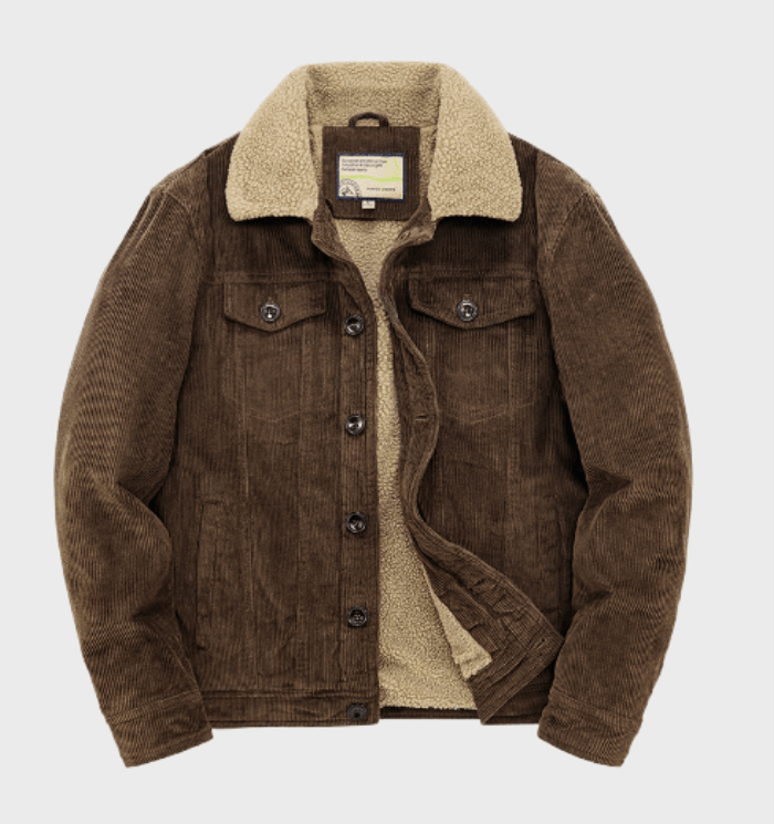 Veste Trucker Homme en Velours Côtelé, coloris Brun foncé
