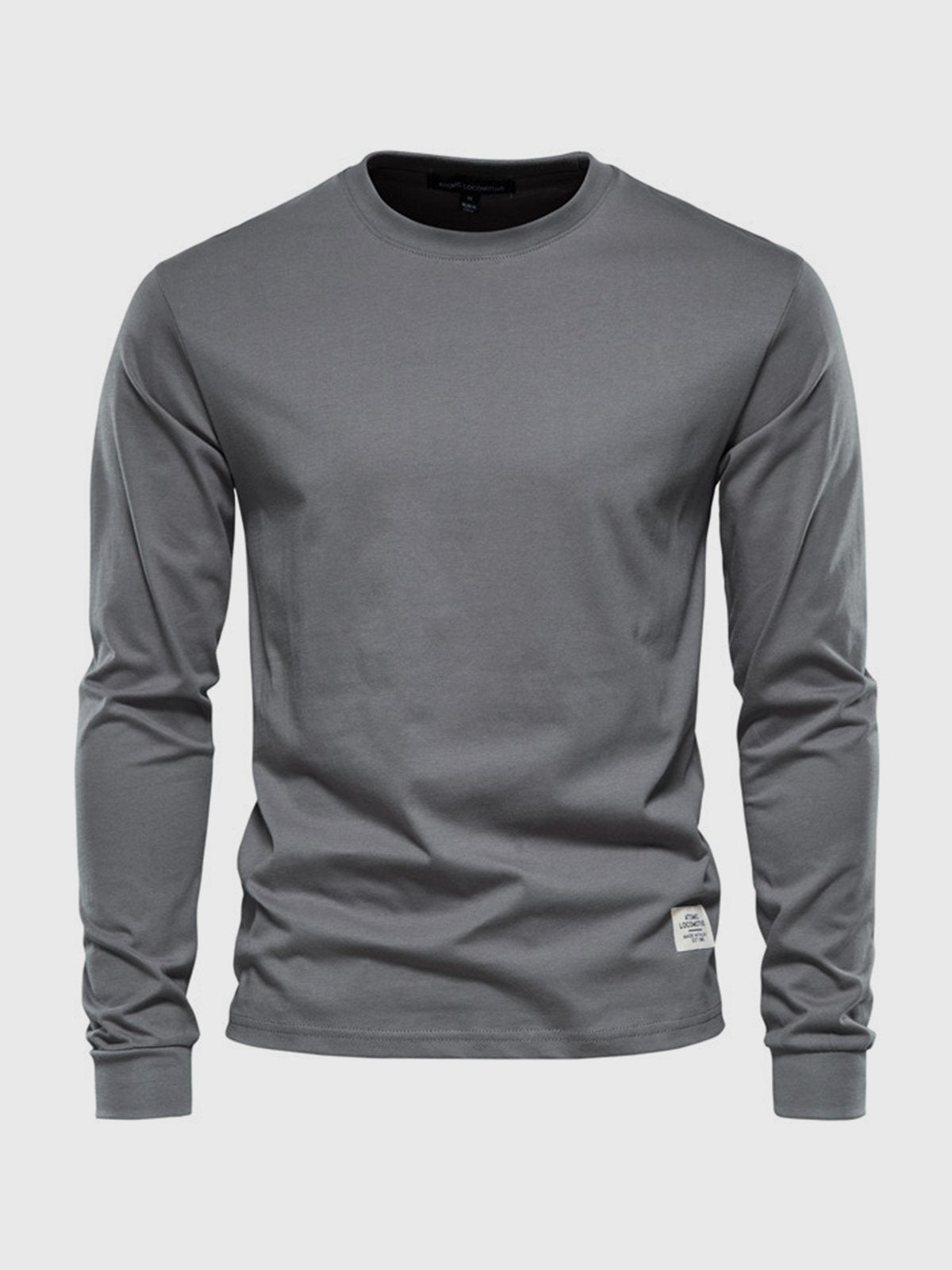 T-Shirt Homme Manches Longues en Coton, coloris Gris foncé