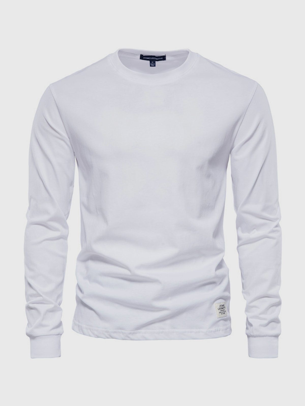 T-Shirt Homme Manches Longues en Coton, coloris Blanc