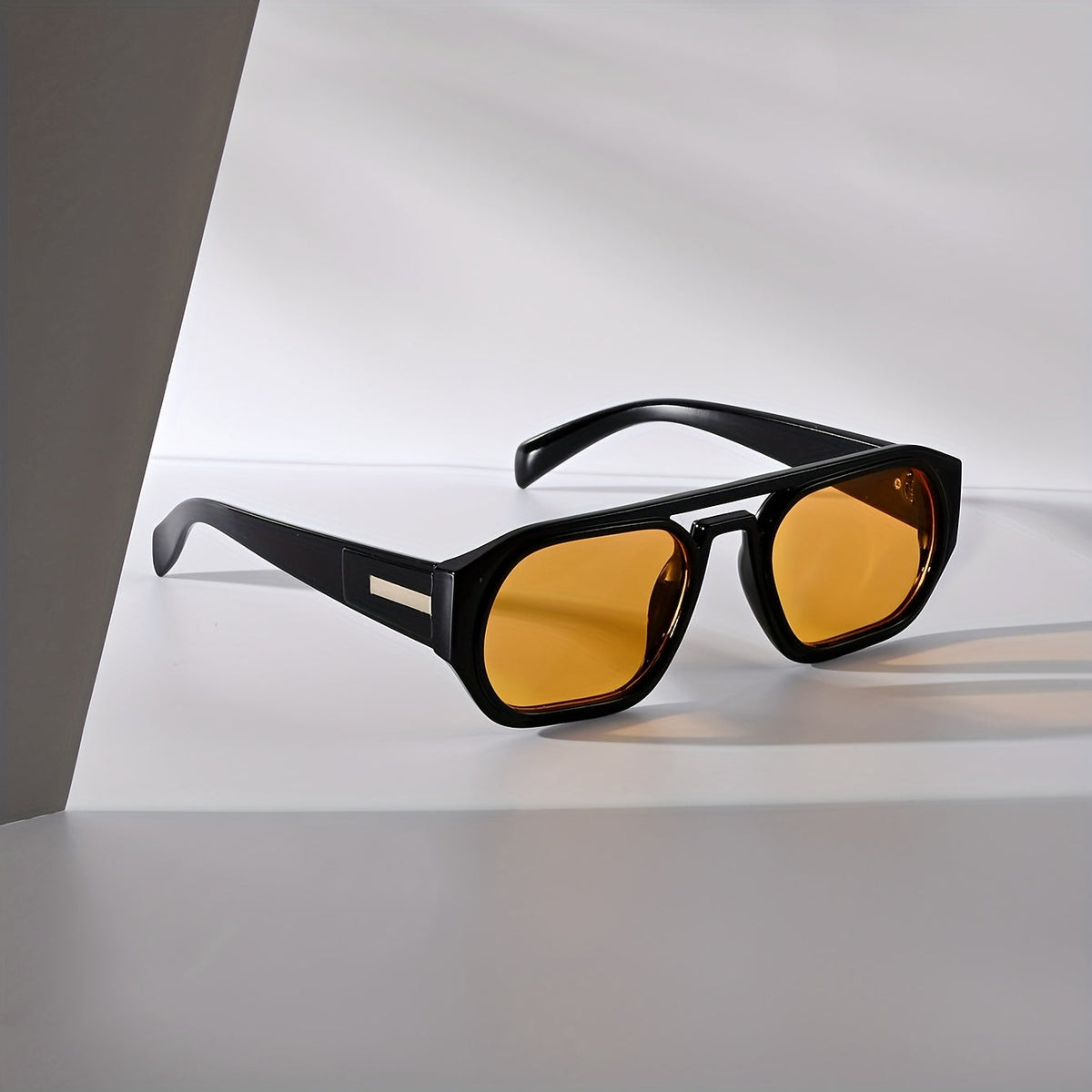 Lunettes à double pont pour hommes, coloris Noir Jaune