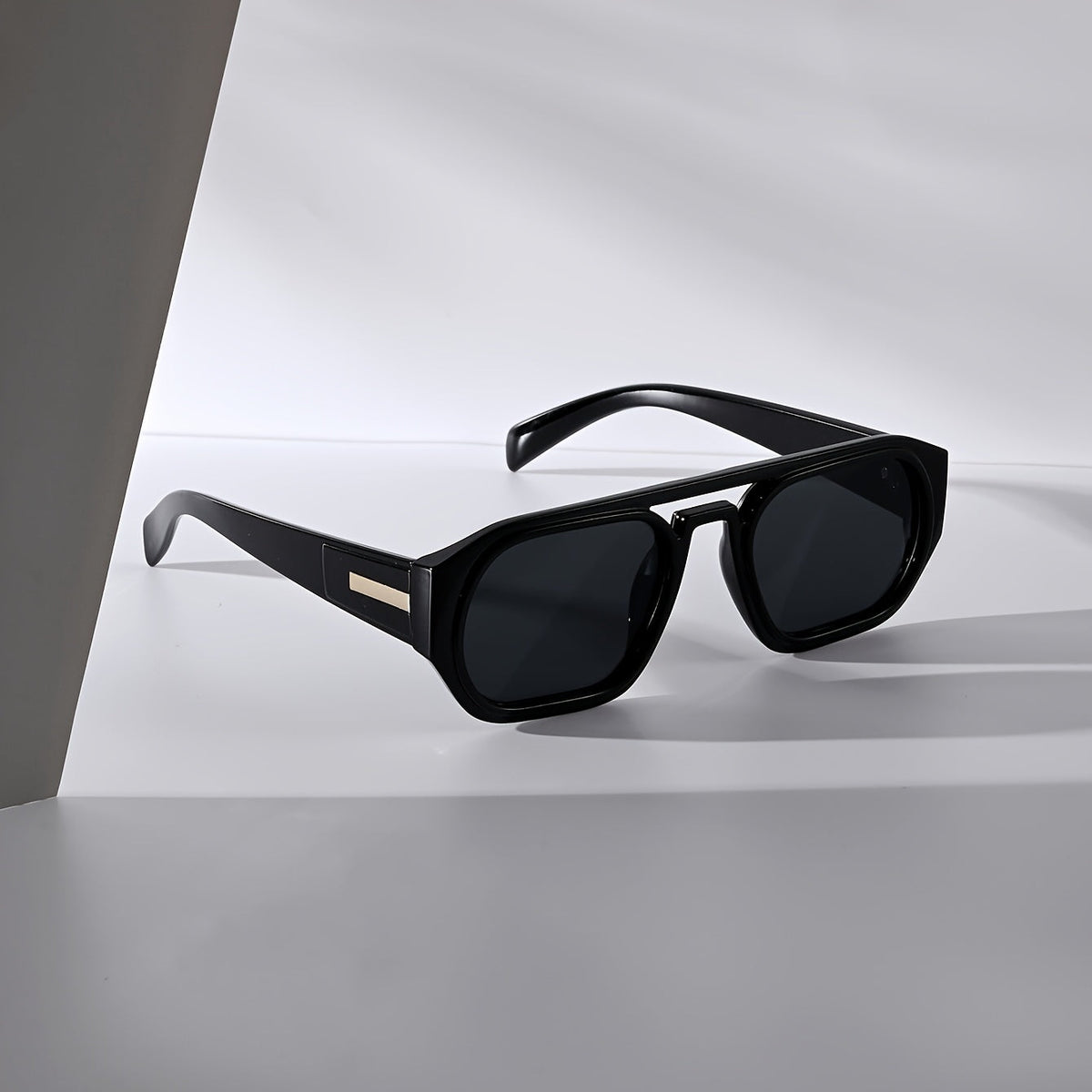 Lunettes à double pont pour hommes, coloris Noir Gris