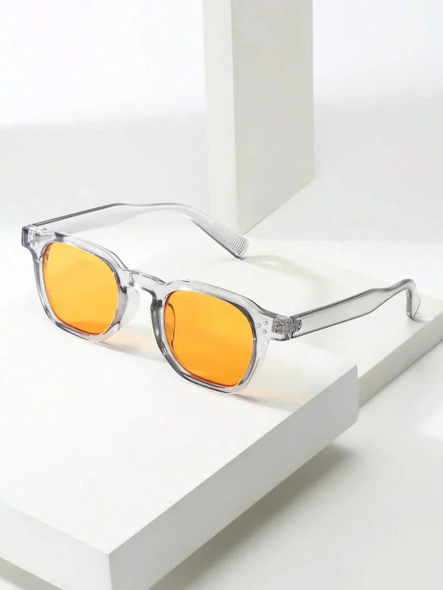 Lunettes de soleil homme à monture octogonale, coloris Gris/Orange