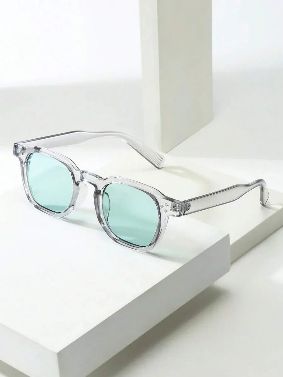 Lunettes de soleil homme à monture octogonale, coloris Gris/Bleu
