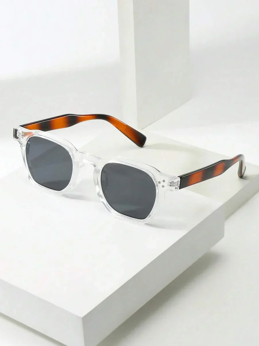 Lunettes de soleil homme à monture octogonale, coloris Transparent/Gris
