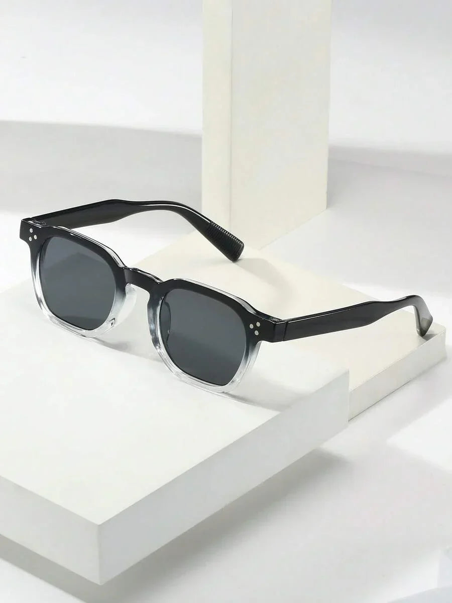 Lunettes de soleil homme à monture octogonale, coloris Noir/Gris