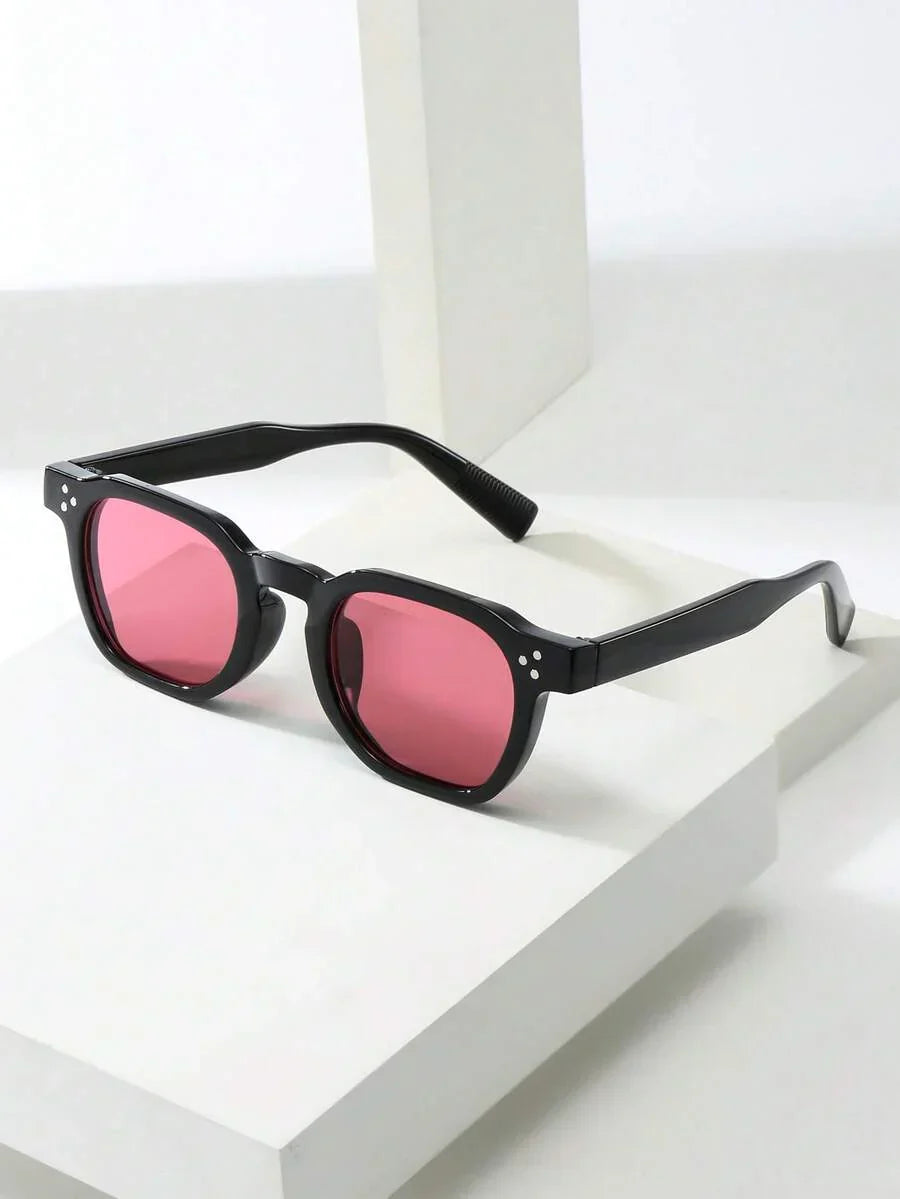 Lunettes de soleil homme à monture octogonale, coloris Noir/Rouge
